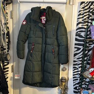 Canada Weather Gear Women's Long Puffer Coat - Dark Green